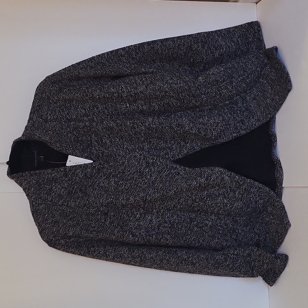 NWT Banana Republic Tweed Open Front Blazer in Charcoal & Black, L